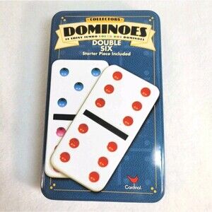 NEW Collectors Dominoes Color Dot Double Six Tin Box Cardinal Complete